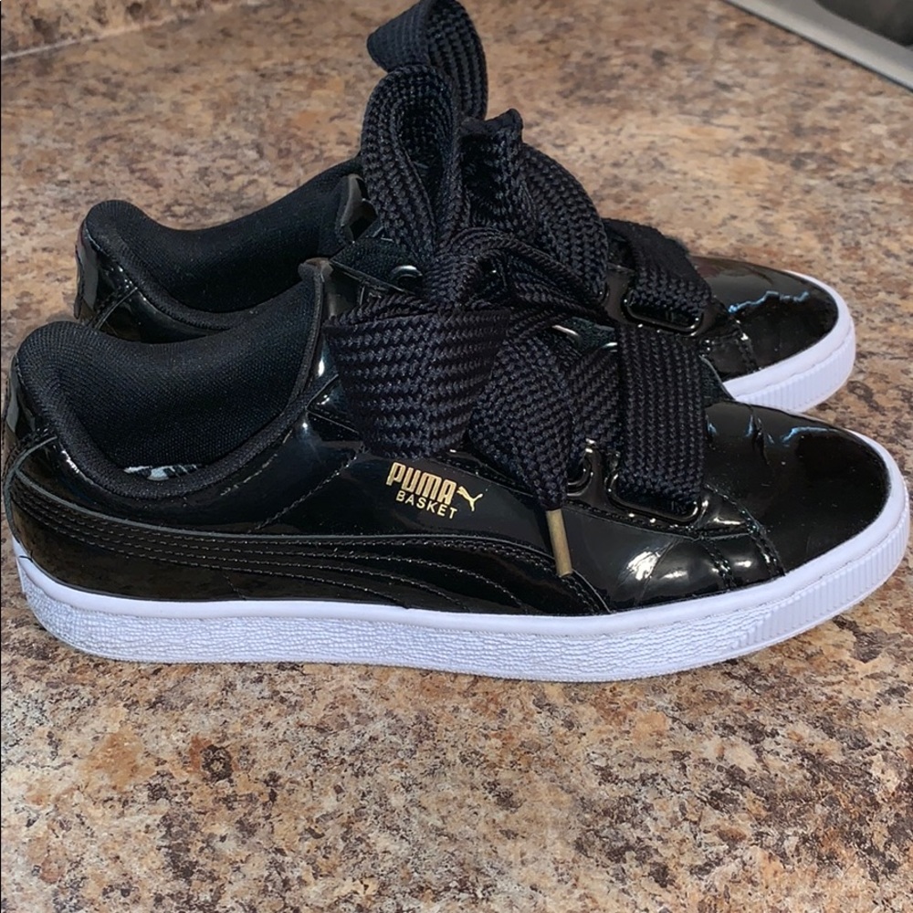 Puma basket tennis shoes patent leather
